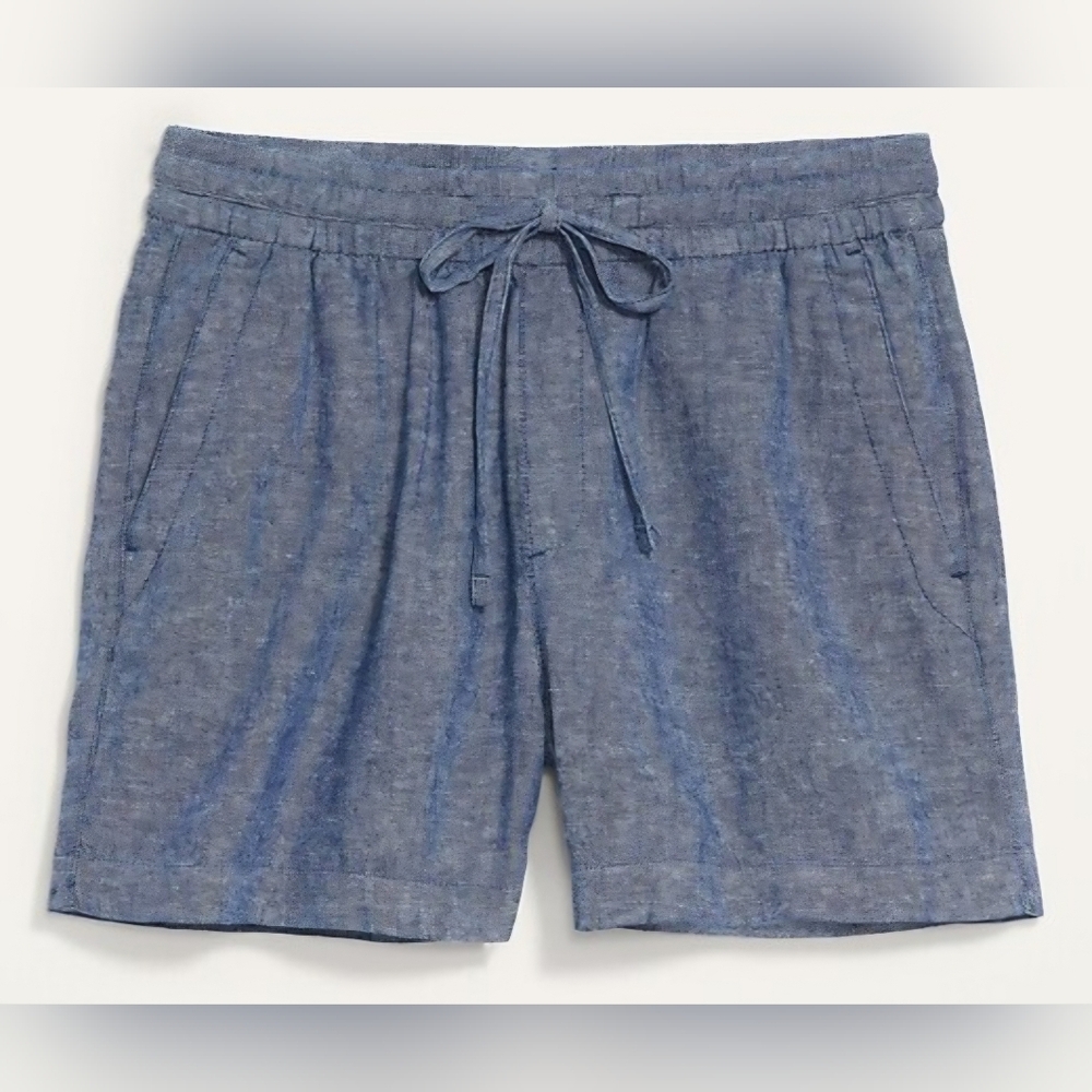 Blue Linen Shorts